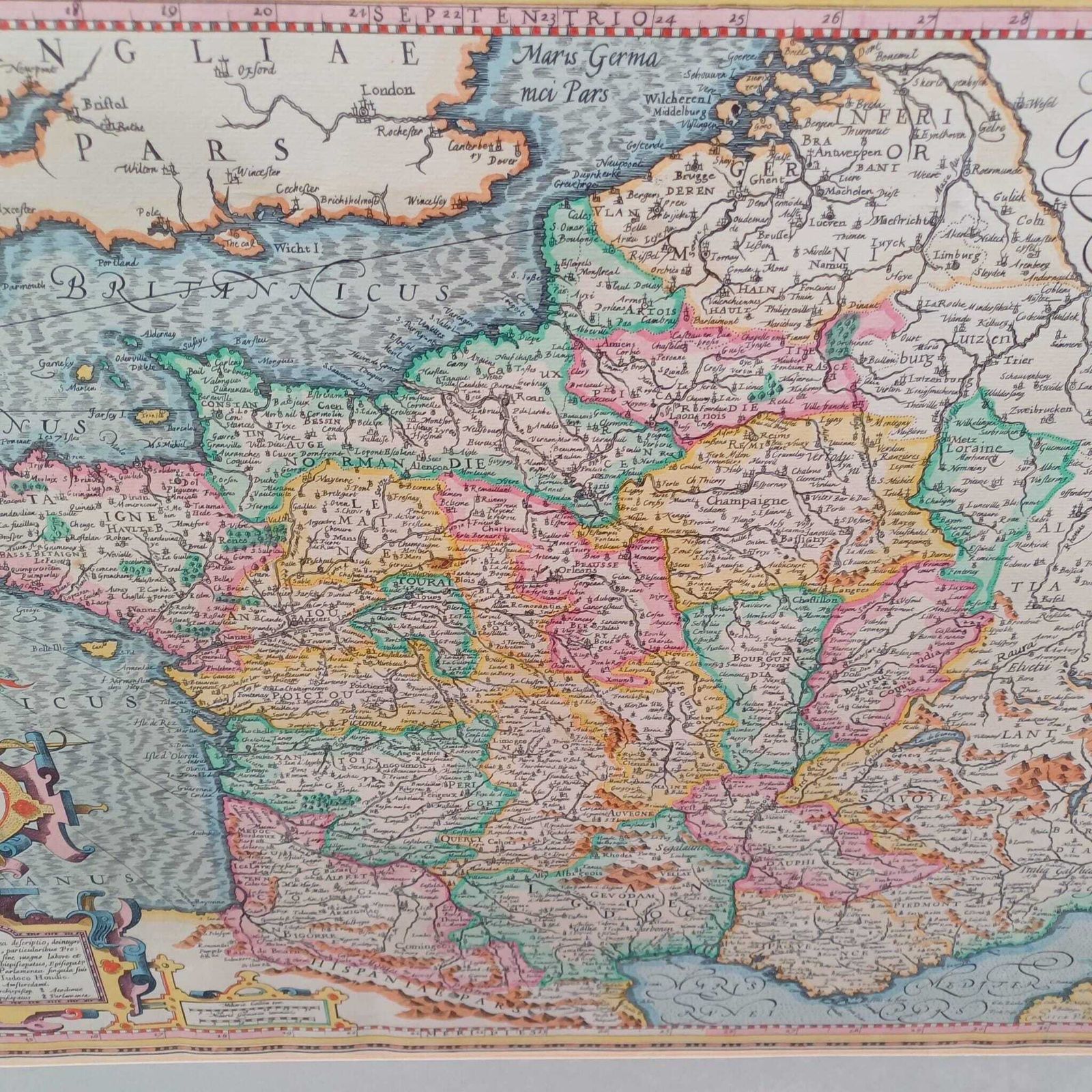 Large Vintage Map Of France (Gallia) Anno 1598 In Glazed Vintage Black And Gold Frame   Approx 54cm X 68cm photo buy