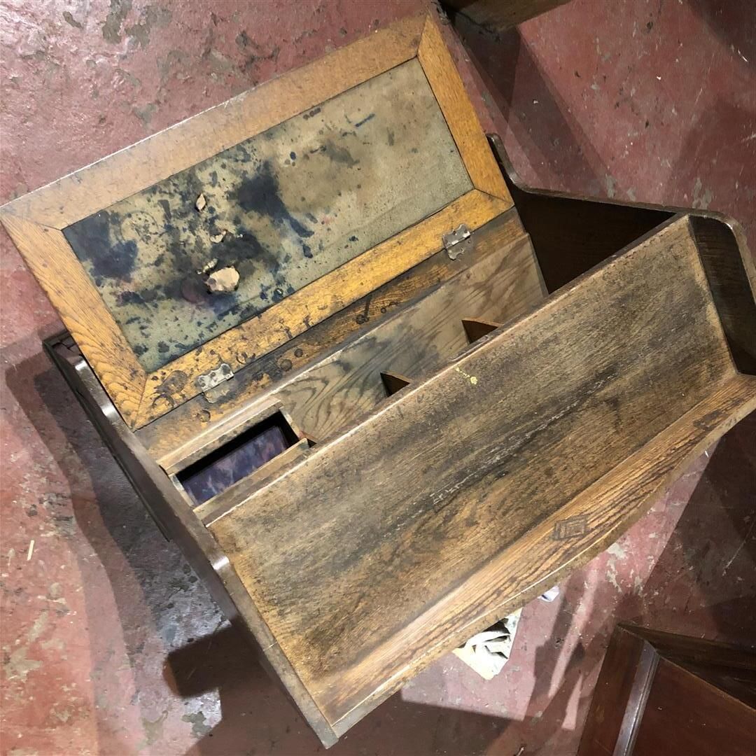 Furniture Antique Japanese Scribe's Tabletop Desk With Drawers 1920s photo