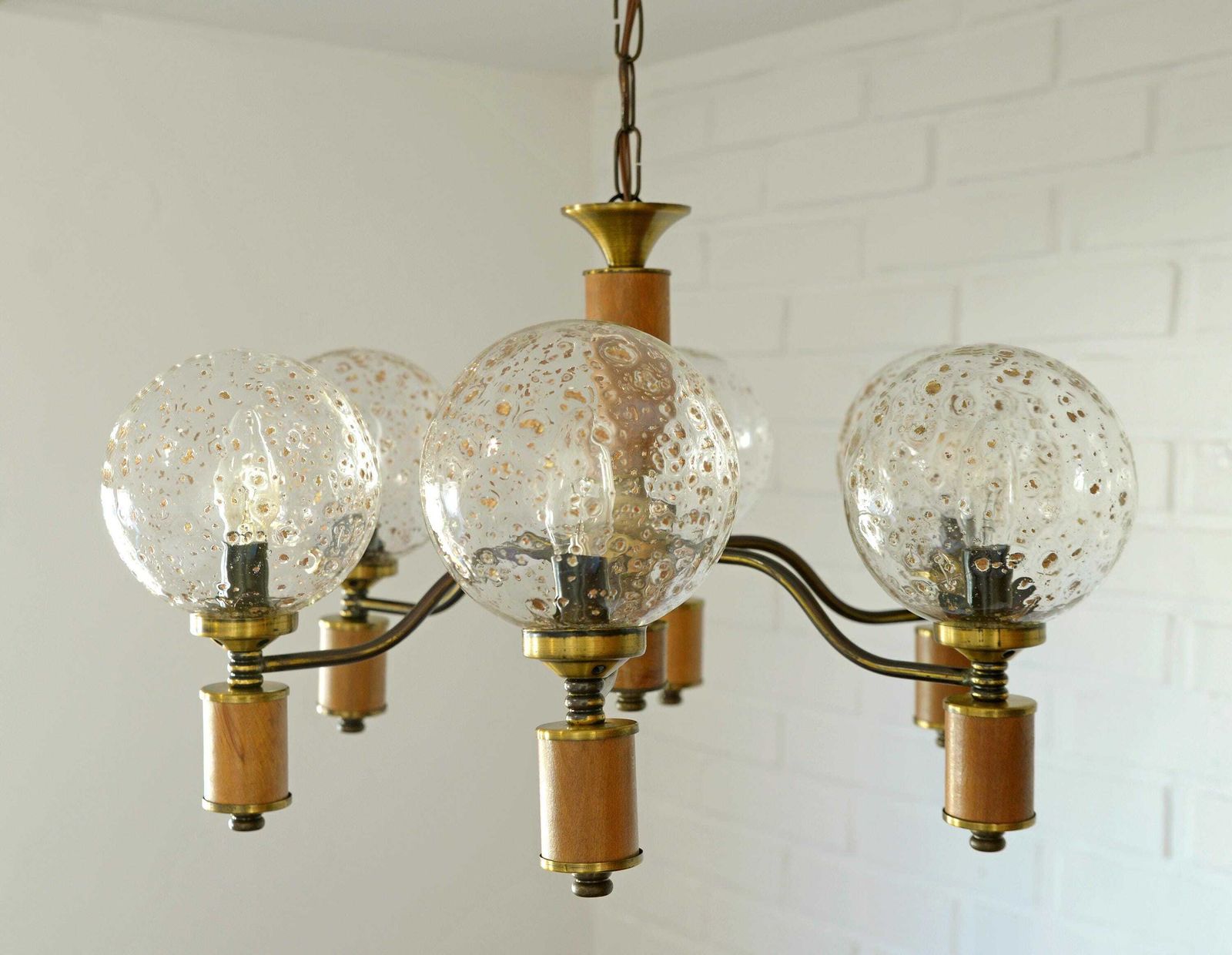 Vintage Brass Pendant Lamp / Ceiling Light / Colonial Chandelier / Yugoslavia 70's / Hanging Lamp / Rustic Lighting / Mid Century Fixture photo 509.0