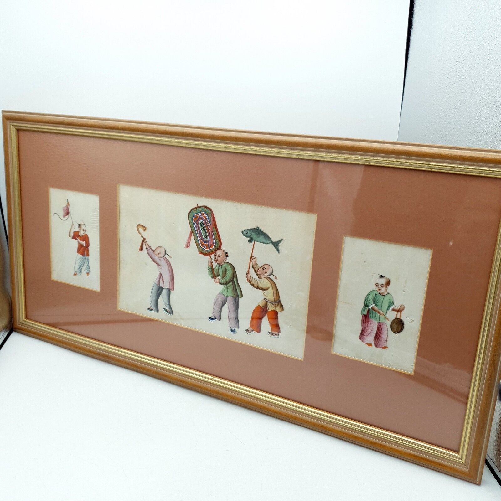 Art Antique Chinese Pith Paper Painting 19th Century Qing Dynasty Music Festival photo