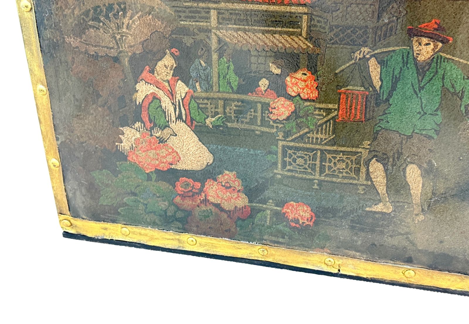 Four Fold 19th Century Chinoiserie Leather Screen (England, Circa 1890) photo 4000.0