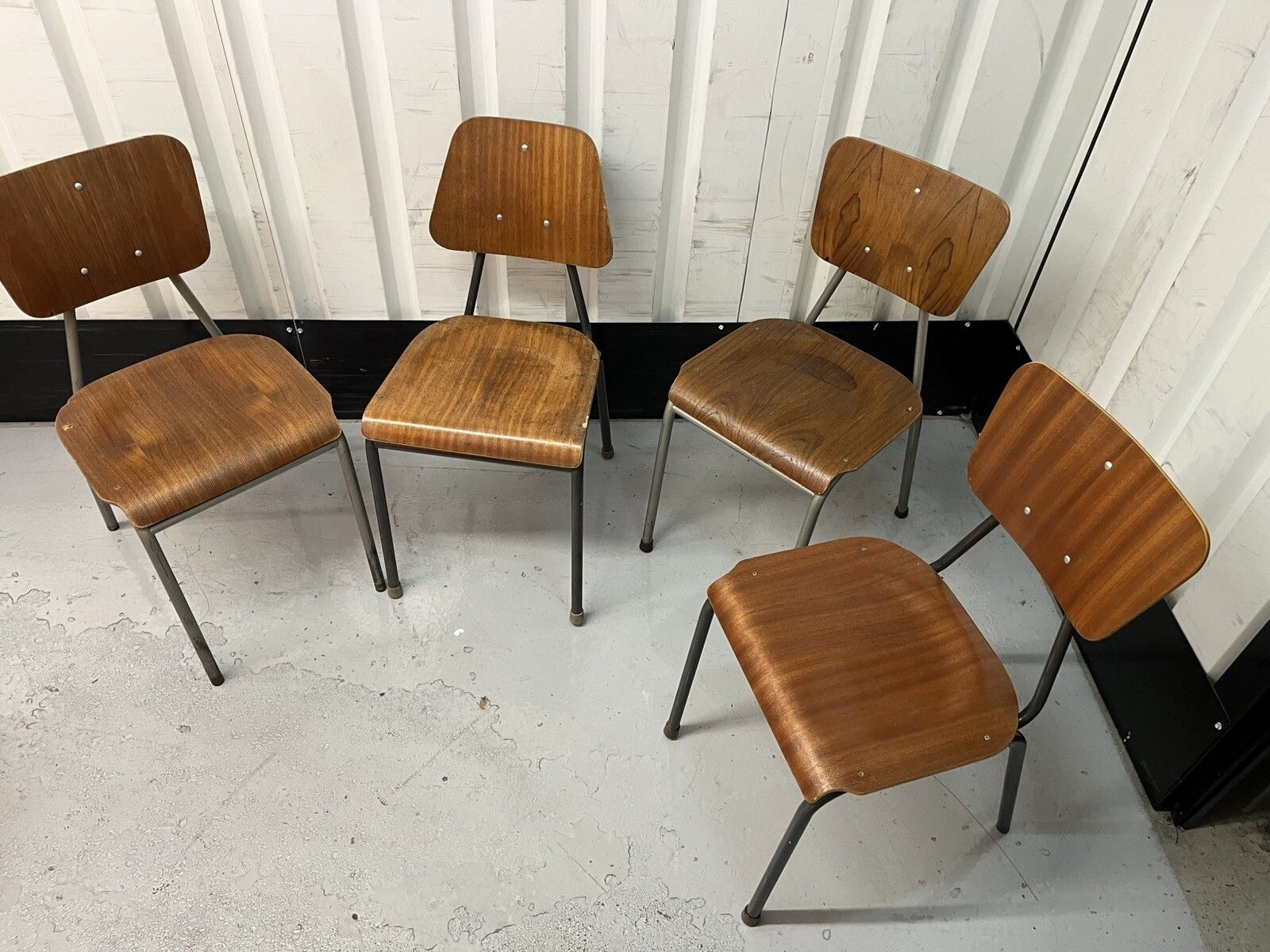 Danish Stacking Chair Suit Cafe / Bar / Tv Prop Midcentury Set Of Four photo Furniture