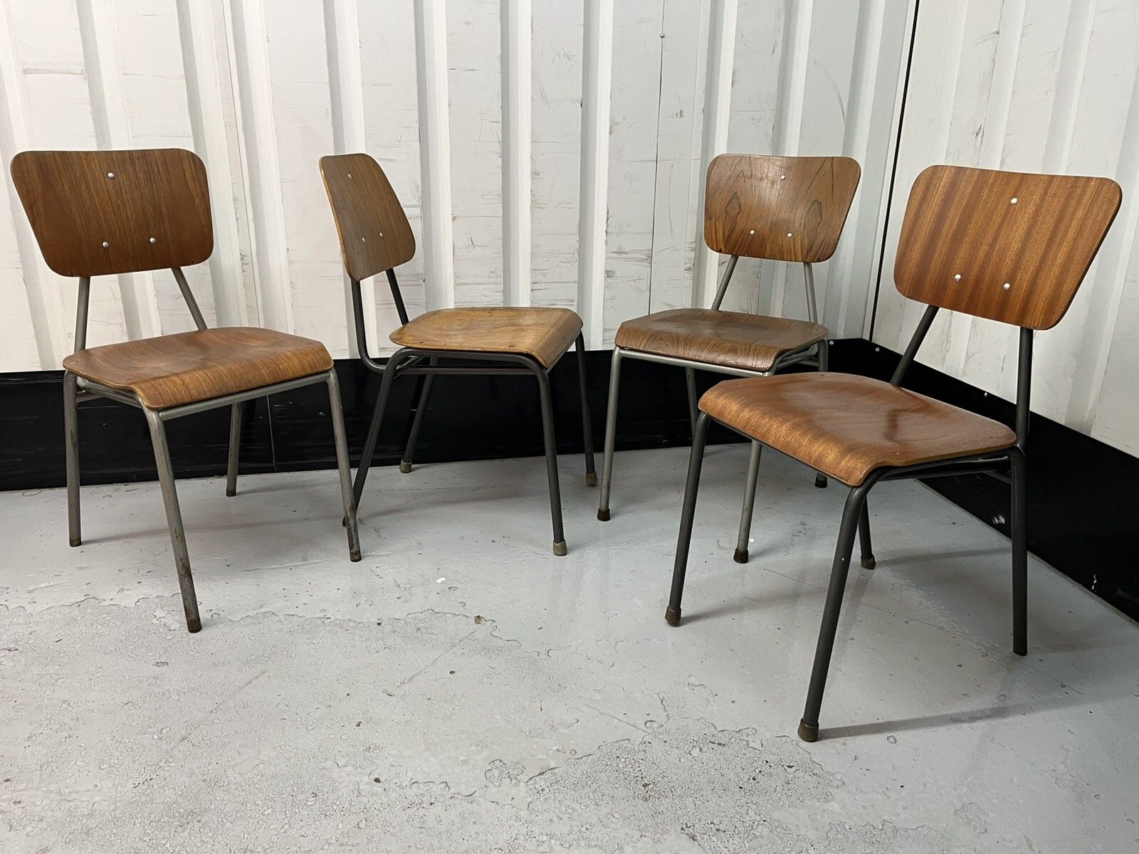 Danish Stacking Chair Suit Cafe / Bar / Tv Prop Midcentury Set Of Four photo vintage