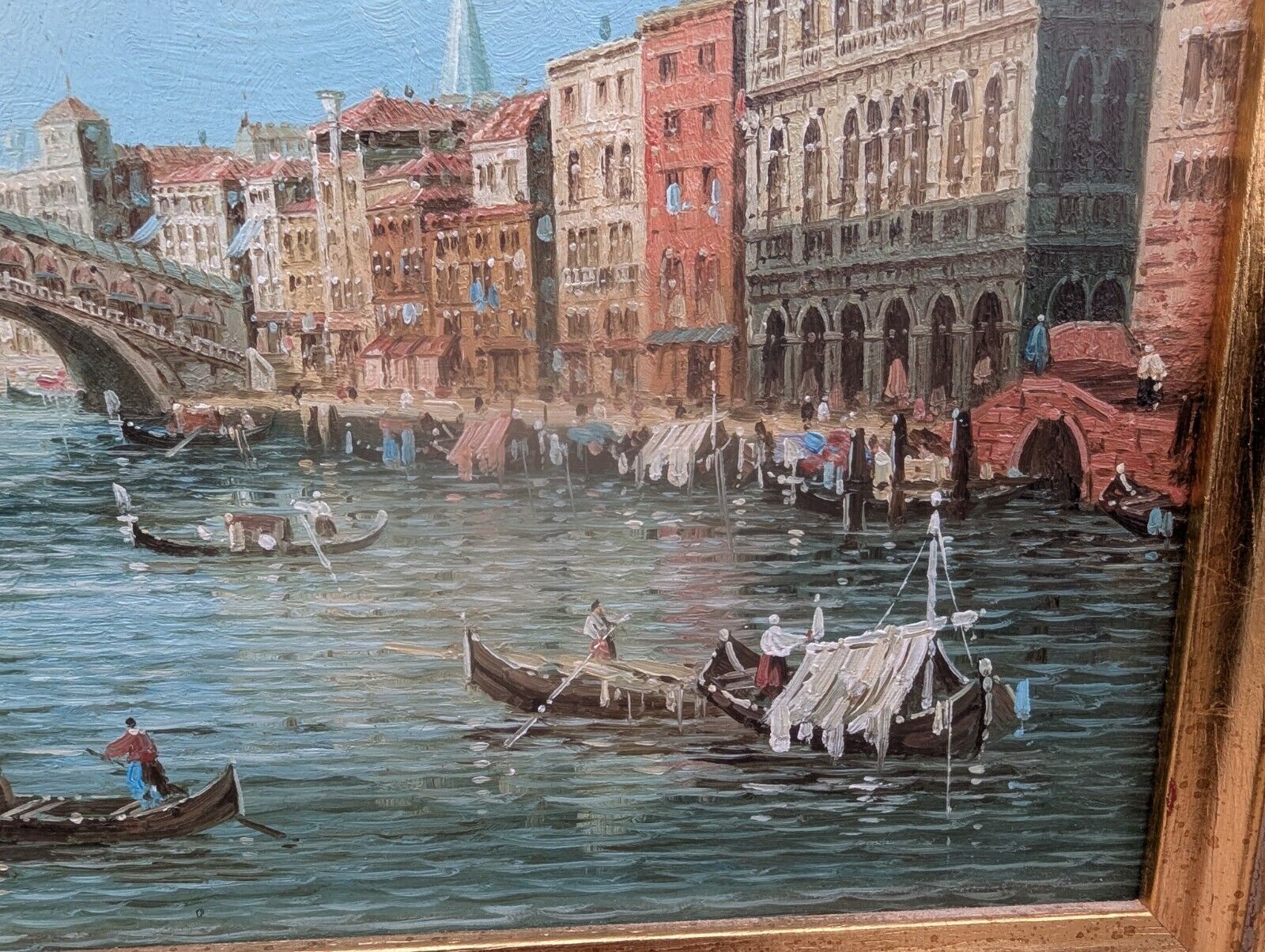 Beautiful Opulent Paolo Lucatello Rare Venetian River Scene 0162. photo for sale
