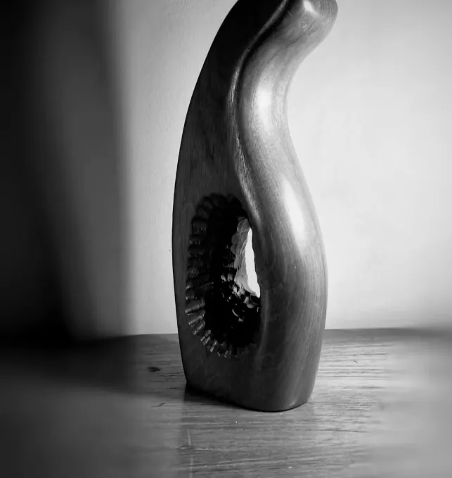 Mcm Wooden Abstract Art Sculpture Carving Hepworth Influenced