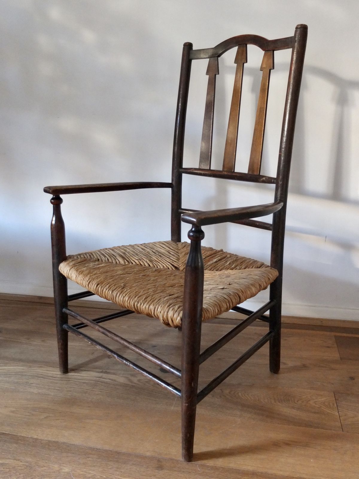A Gorgeous Antique Arrow Back Wooden Childs Chair photo Furniture