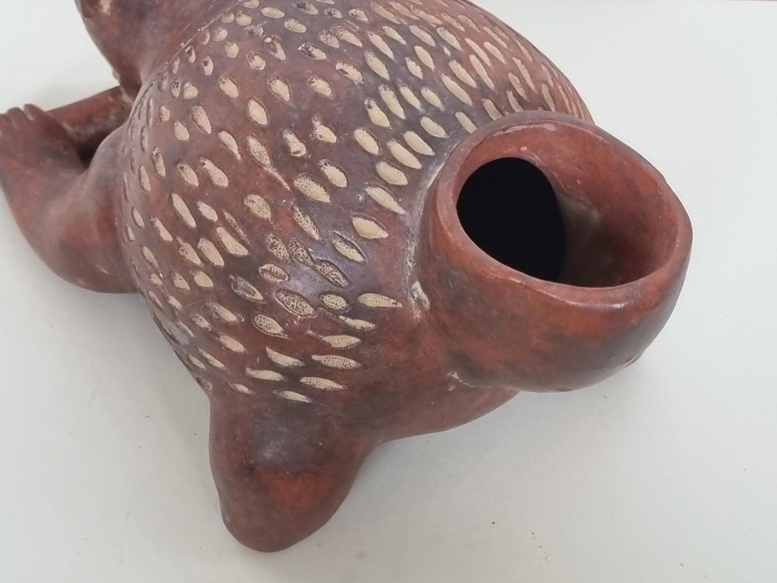 Mexican Clay Coati Sculpture | Inah Museum Reproduction | Pre Hispanic Style Pottery Animal Vessel | Aztec Maya Inspired Art Decor photo 145.0