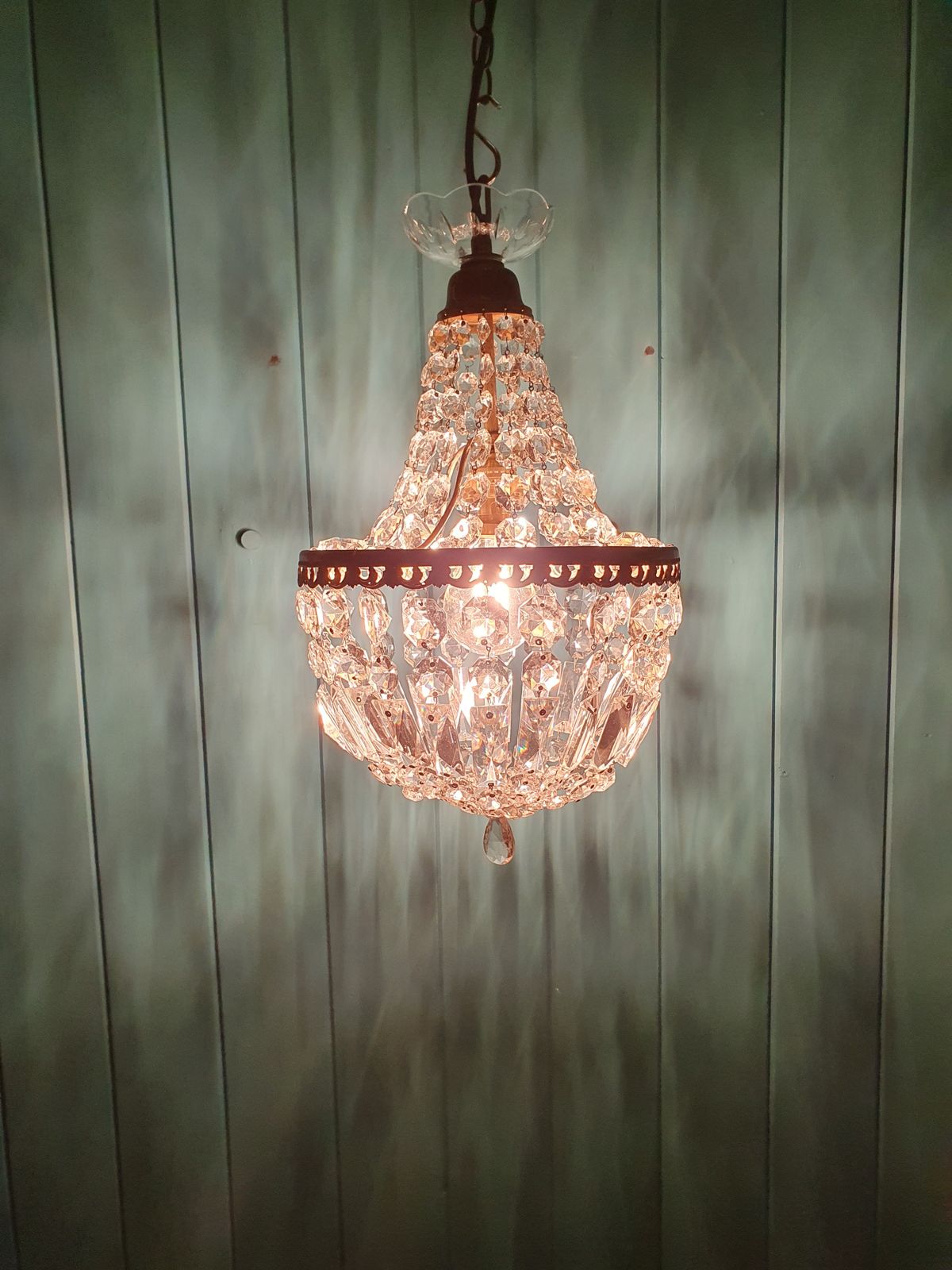 Early 20th Century Swag Chandelier With Prisms 10" photo furniture