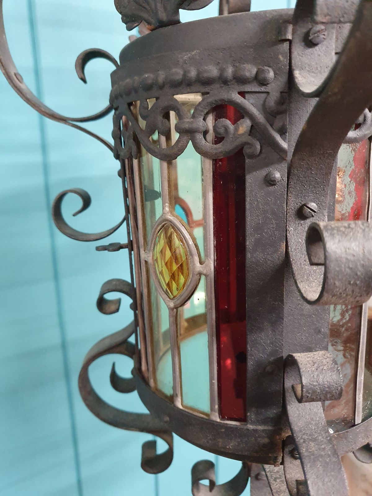 Early 20th Century Leaded French Porch Lantern photo Lighting