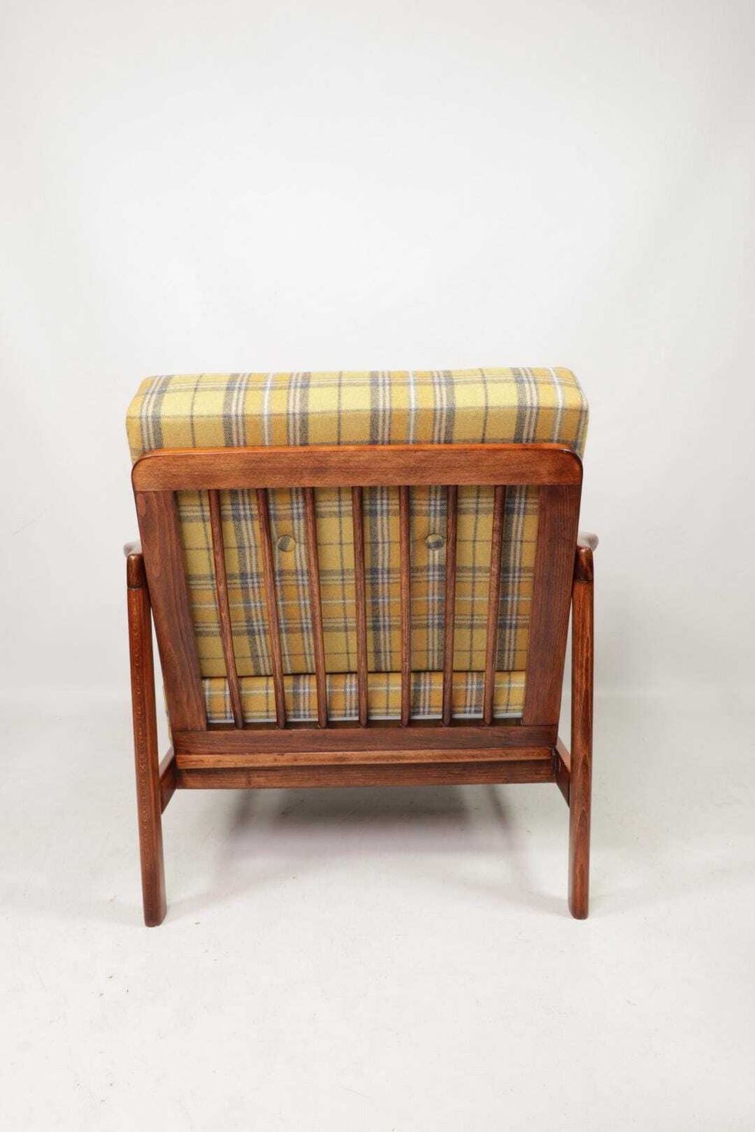 Yellow Wool Tartan Vintage Armchair From Poland By Zenon Bączyk, 1960s photo Furniture