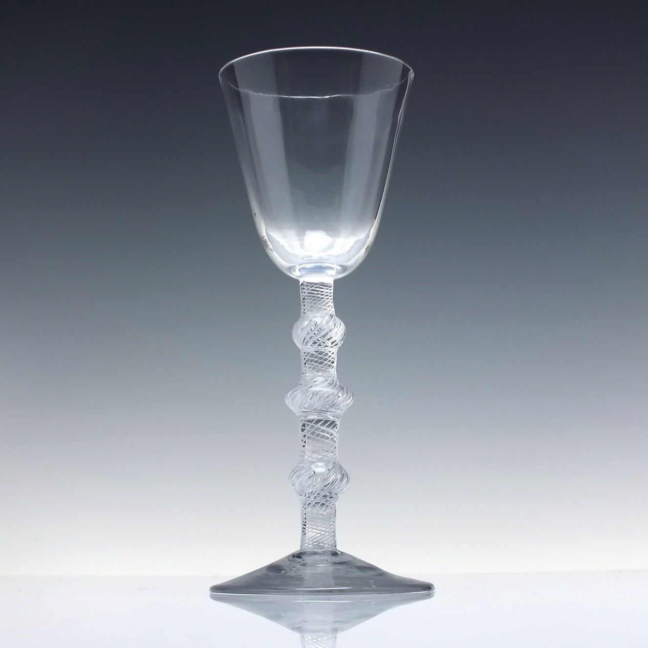 Rare Triple Knop 18th Century Air Twist Wine Glass C1750 photo furniture