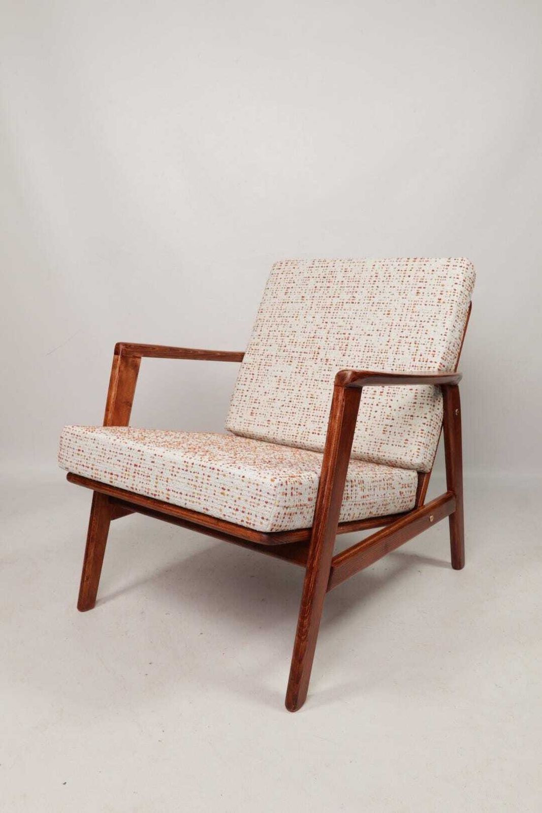 Scandinavian Vintage Armchair Bouclè Cushions Dottin Mid Century Design photo for sale