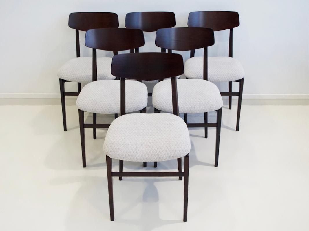 Set Of Six Italian Wooden Dining Chairs, 1950's photo for sale