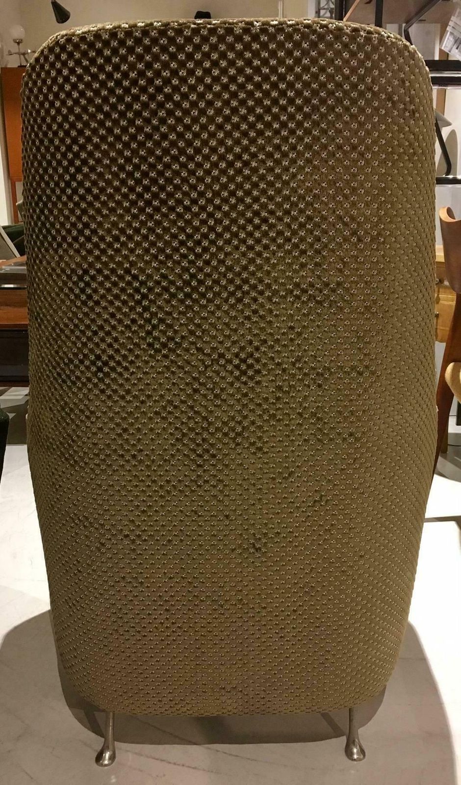 photo for sale Mid Century Button Tufted Armchair With Metal Feet