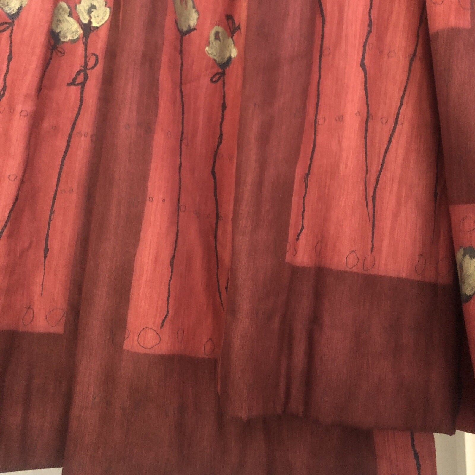 Vintage Pair Of Red Interlined Mtm Curtains 80 X 209cm Per Panel & Pelmet photo for sale