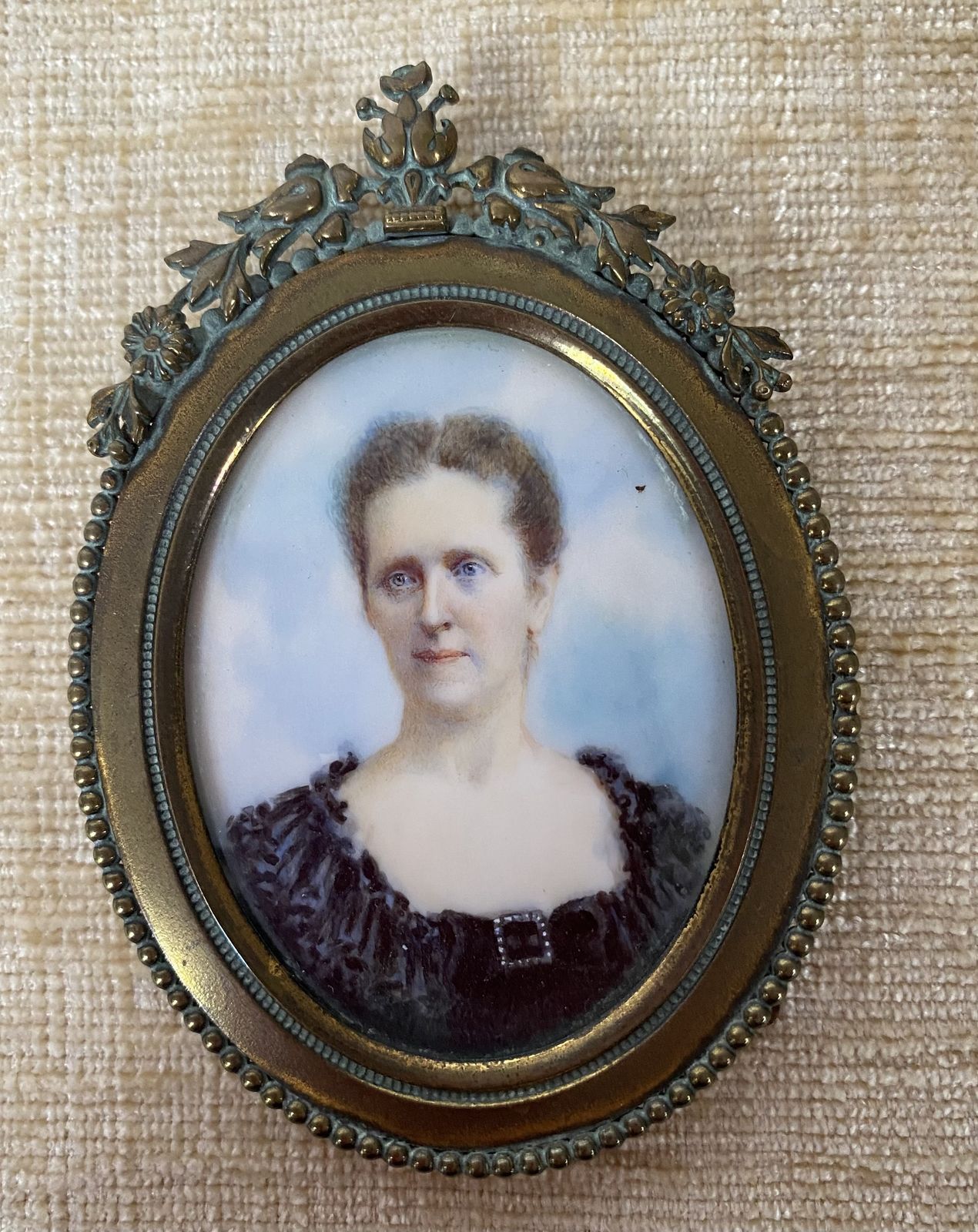 Miniature Victorian Painting Of Lady