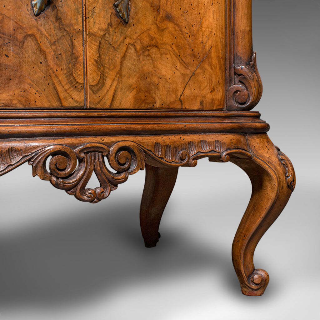 2850.0 Pair Of Vintage Bedside Cabinets, Italian, Walnut, Bedroom Nightstand, Rococo photo