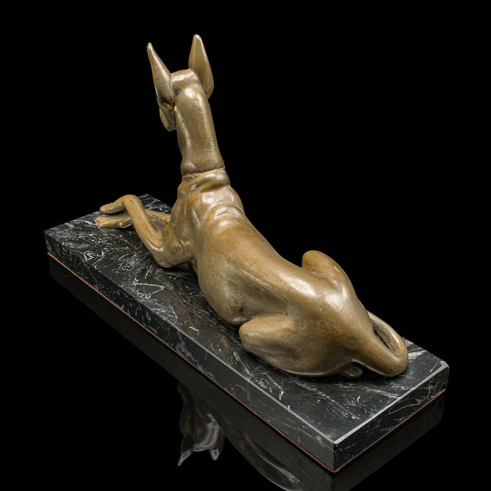 photo for sale Vintage Great Dane Figure, English, Brass, Dog Statue, Marble, Art Deco, C.1930