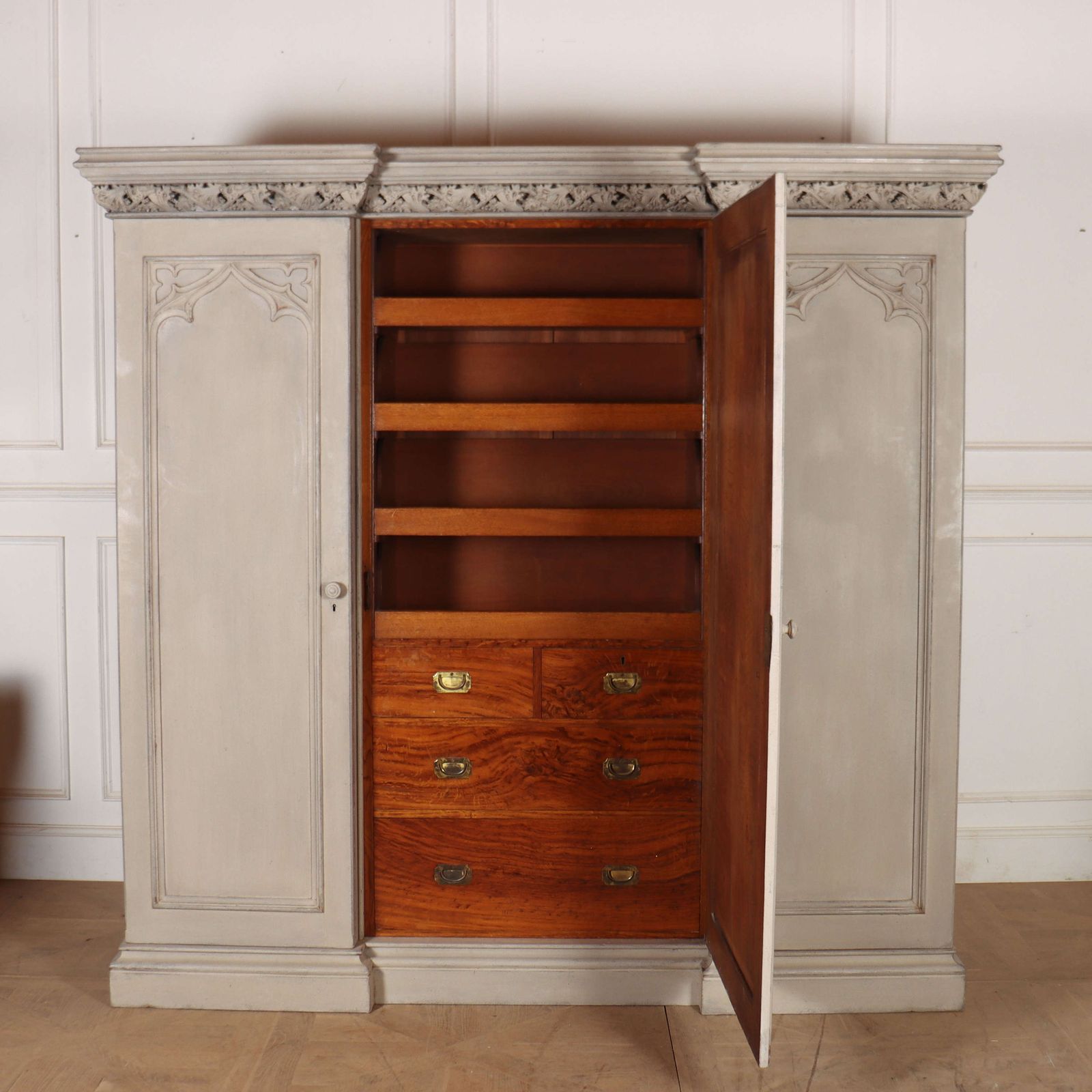 19th Century English Country House Gothic Wardrobe photo vintage