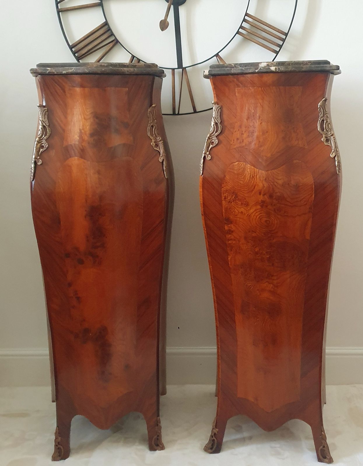 Pair 4ft French Bombe Style Vintage Pedestals Columns Stands