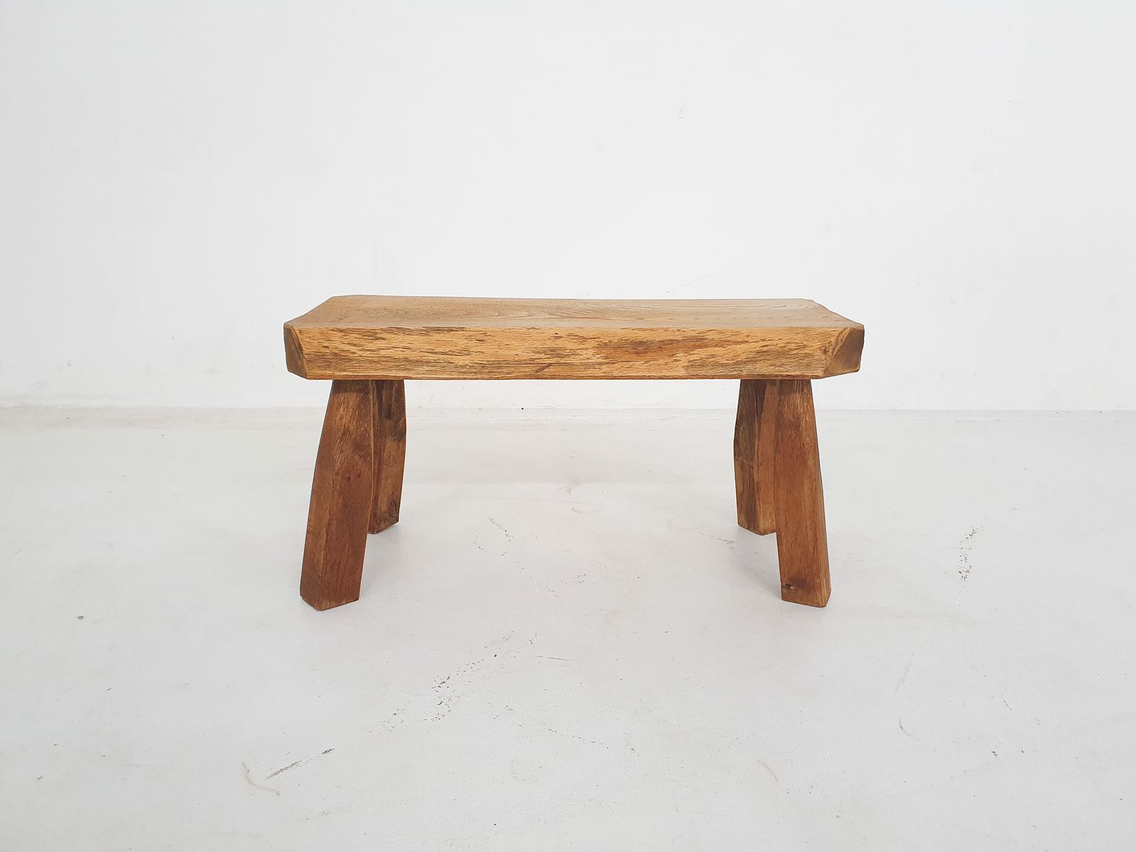 Solid Oak Side Table, The Netherlands 1970's photo vintage