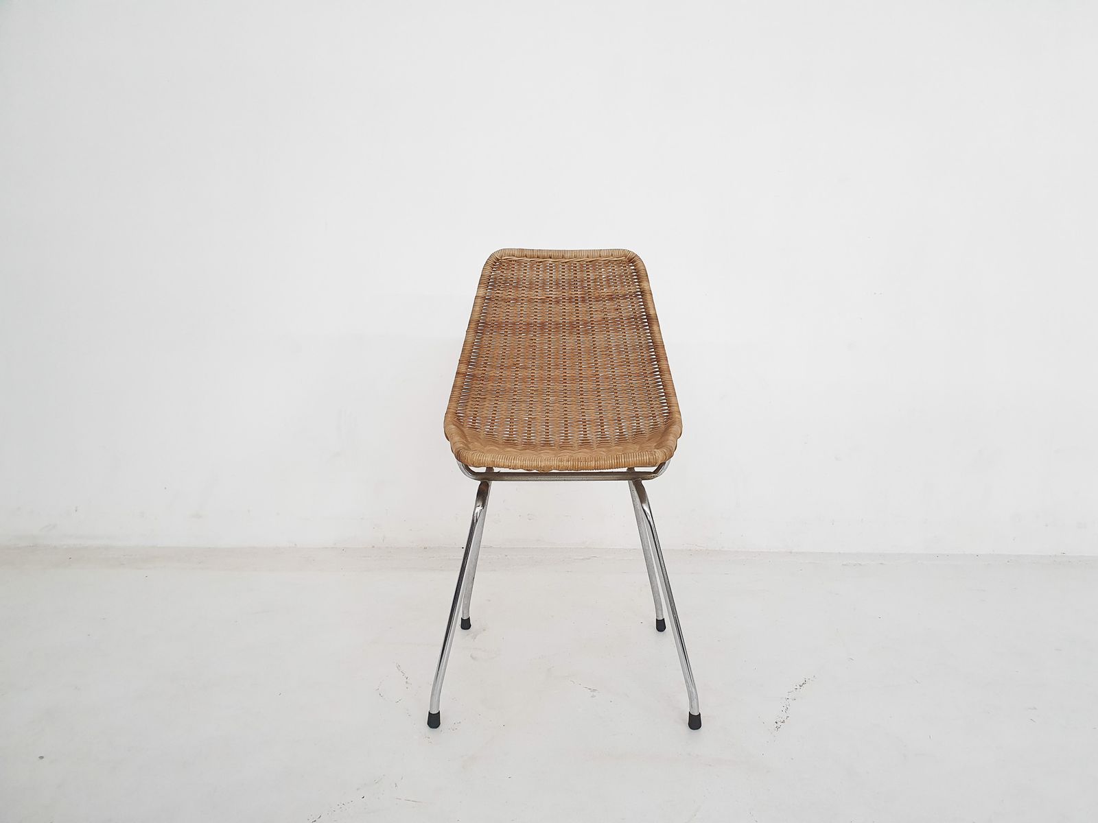 Mid Century Rattan And Metal Dining Chair, The Netherlands 1960's photo Furniture