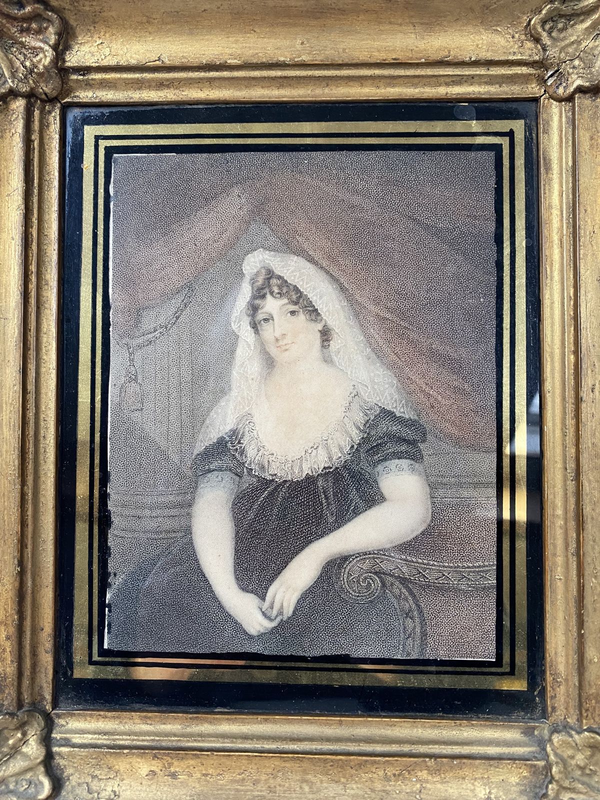An Early Print Of The Countess Of Poulett In A Gilt Frame And Verre Eglomise Surround. photo 450.0