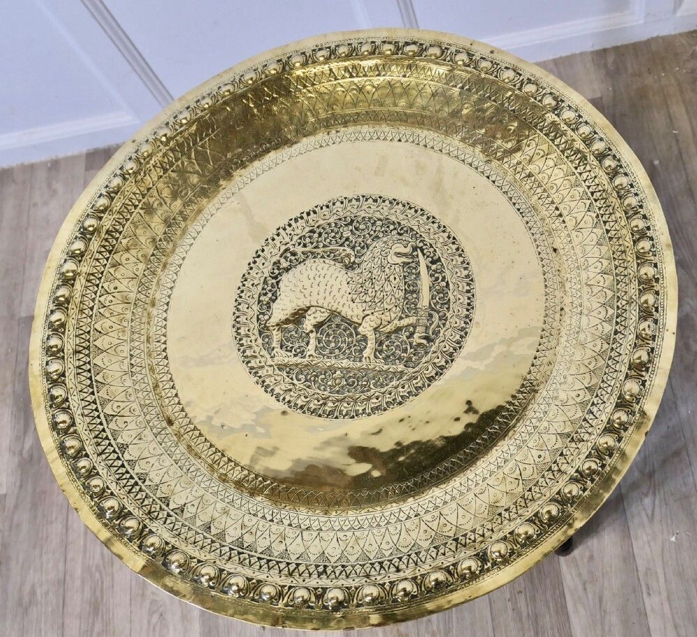 Collapsable Indian Brass Tray Top Table photo 450.0