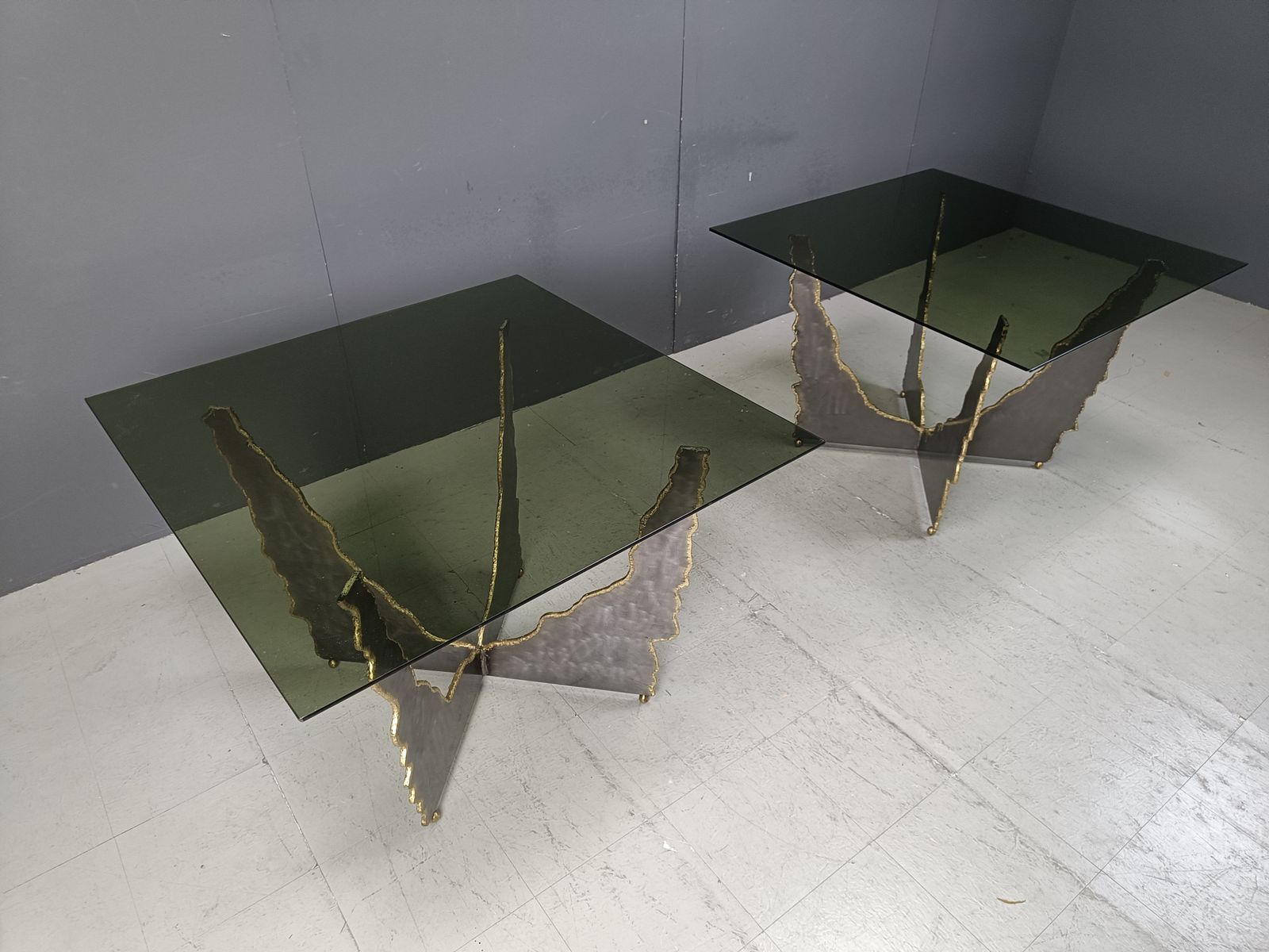 Brutalist Cut Steel Coffee Tables Or Side Tables, 1970s photo vinterior