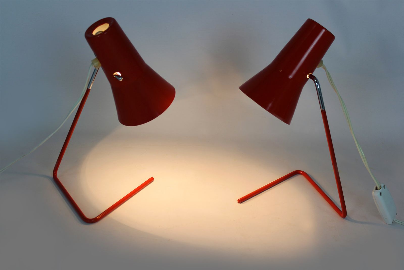 460.0 Red Table Lamps By Josef Hurka For Drupol, 1960s, Set Of 2 photo