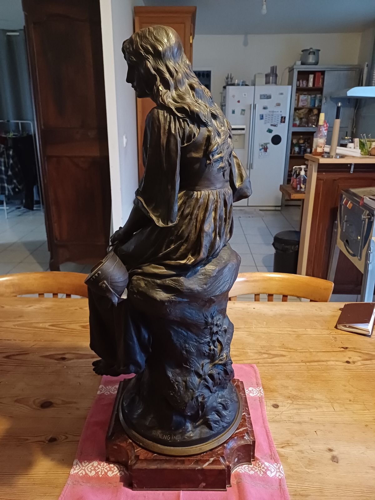 Bronze Paul Eugéne Mengin Fondeur Susse "Mandolin Player" photo vintage