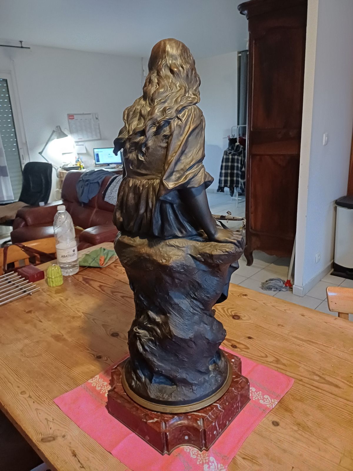 photo vintage Bronze Paul Eugéne Mengin Fondeur Susse "Mandolin Player"
