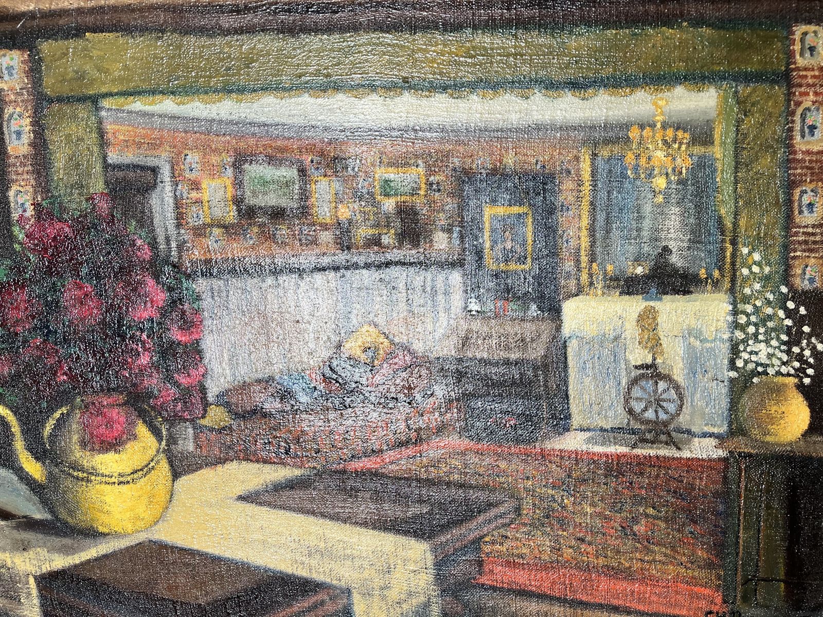Interior With Yellow Teapot, Oil On Canvas Still Life Painting photo vinterior