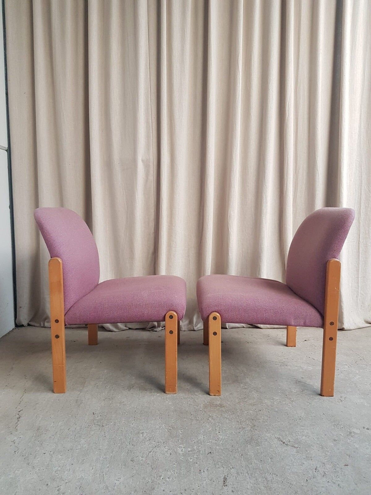 Vtg Late Pair Set 2 Mid Century Modernist Post Modern Studio Chairs Retro R685 photo for sale