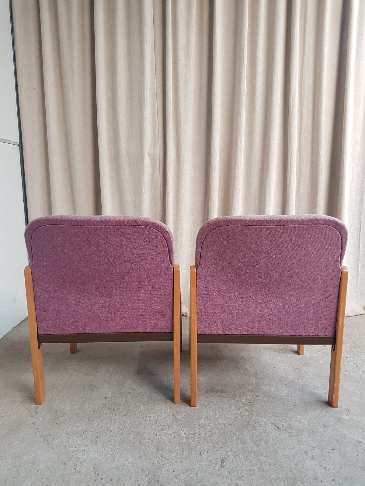 Vtg Late Pair Set 2 Mid Century Modernist Post Modern Studio Chairs Retro R685 photo vinterior
