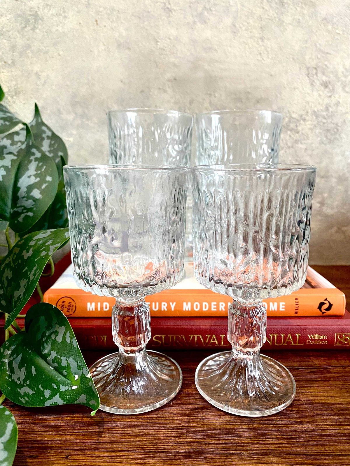 Vintage Retro Mcm Sherry Glasses, Set Of 5 , Bark Glass, Siesta By Ravenhead Housewarming Gift, New Home Gift