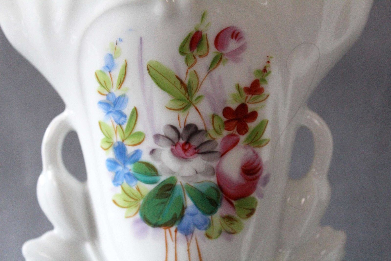 Antique 2 Vieux Paris Porcelain Vases, Louis Philippe Cornet Vase, Bridal Vase, White Mantel Vase, Wedding Vase, Twin Vase, Hand Painted photo Home Decor