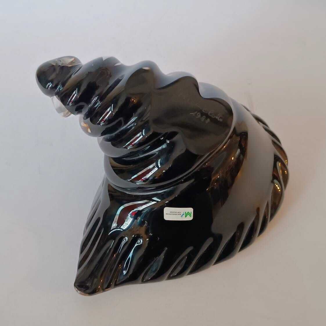 Murano Glass Cornucopia Rest Of The Day Michielotto Design 1988 Black Silver Leaf Dino Martens B photo vinterior