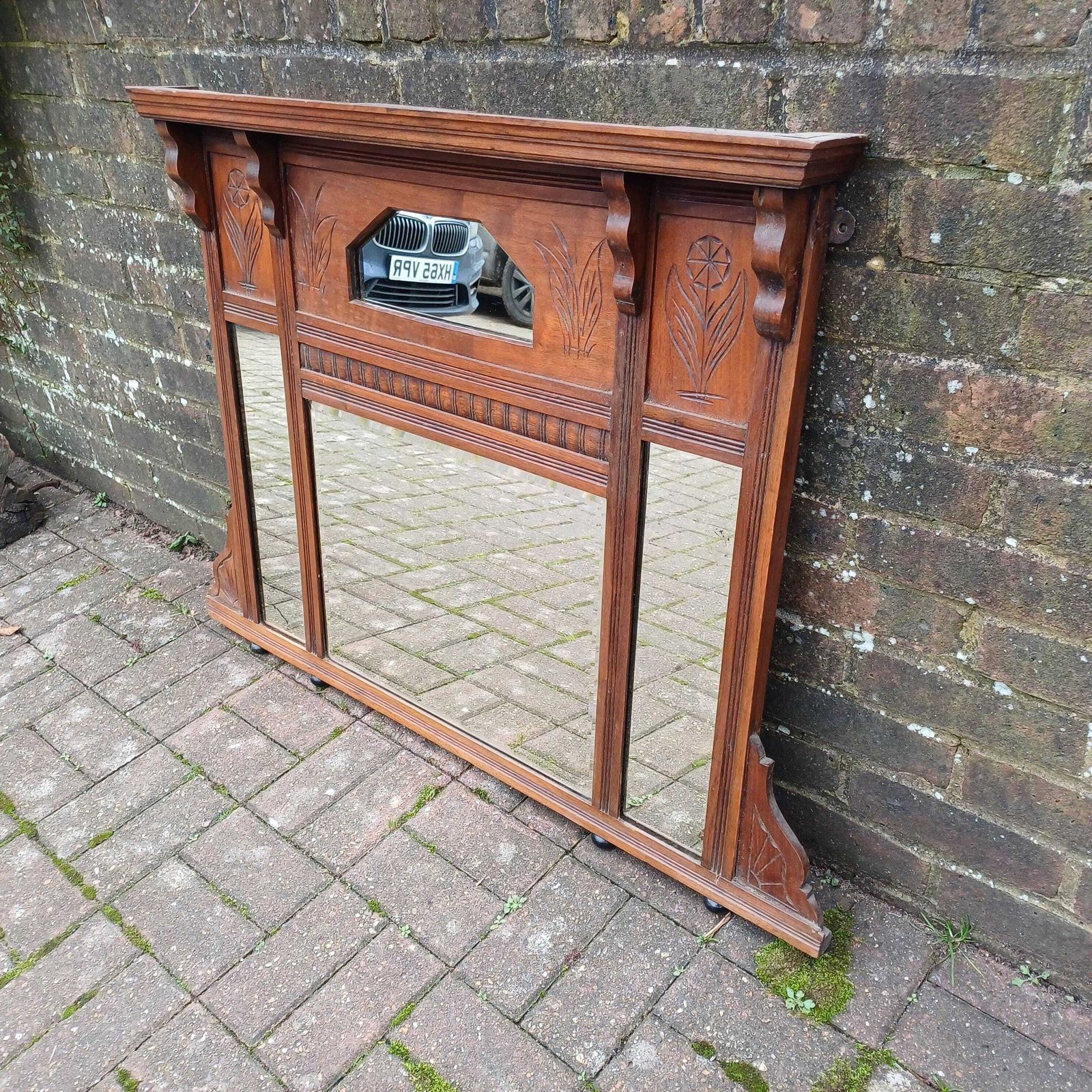 Beautiful Late Victorian Mahogany Or Walnut Overmantel Or Wall Mirror photo 595.0