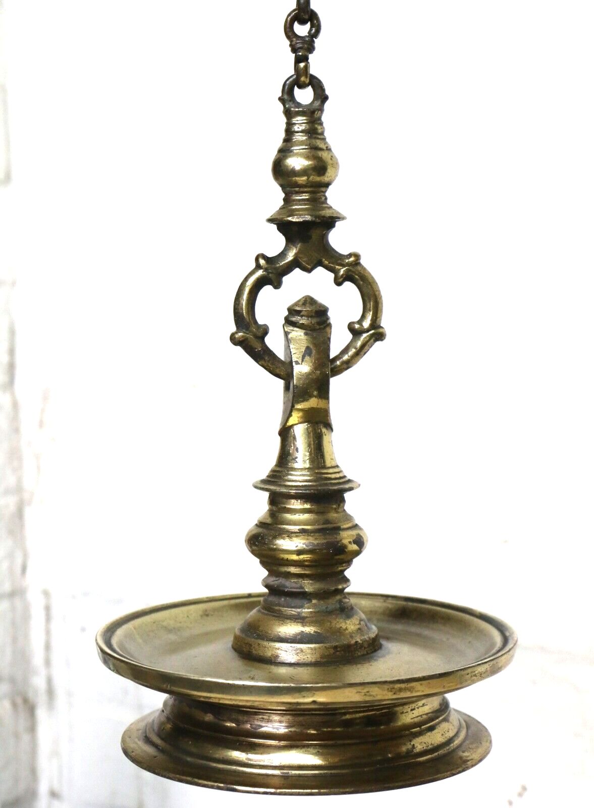 Antique Ceremonial Hanging Oil Lamp Bronze Thooku Vilakku Hindu Temple Gilt