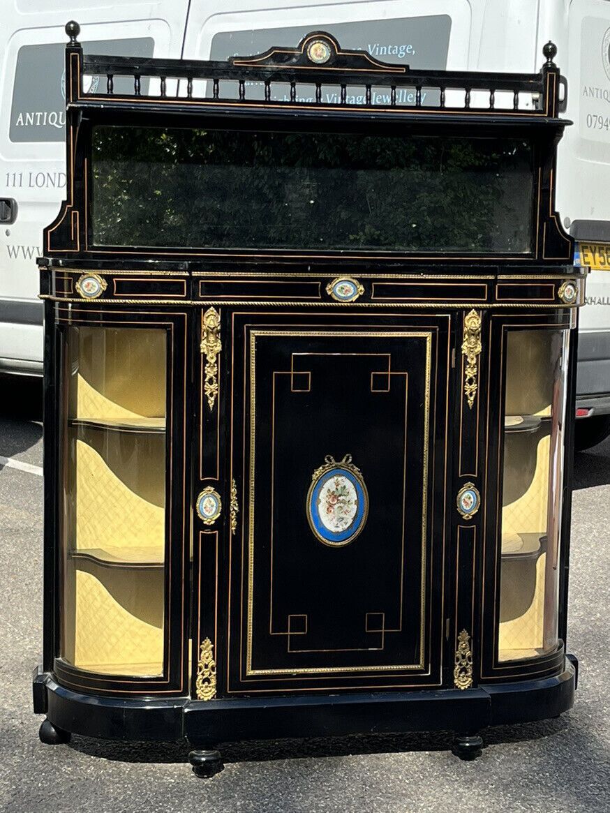 Victorian French Empire Credenza With French Porcelain Plaques And Ormolu. photo Furniture