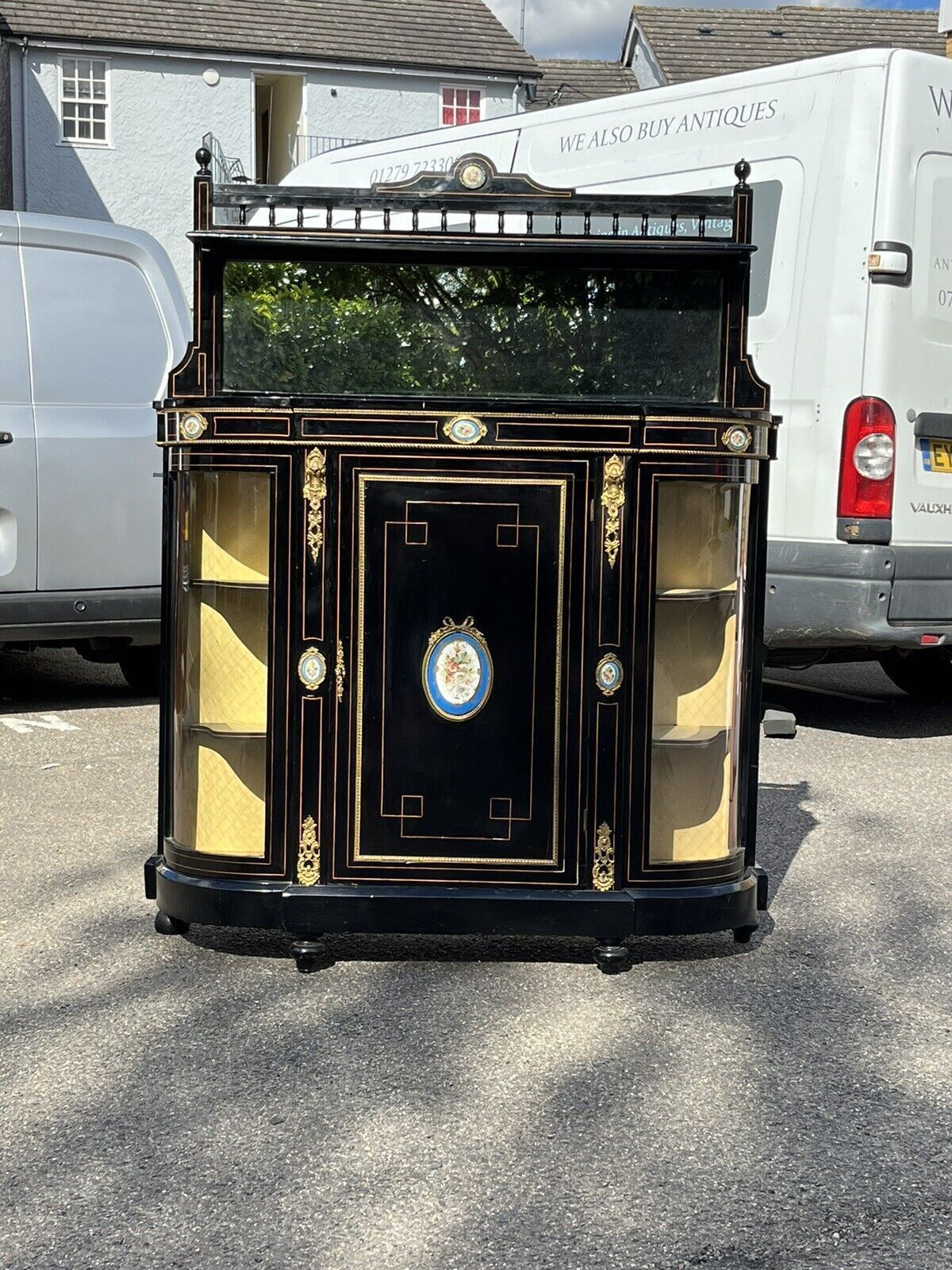 Victorian French Empire Credenza With French Porcelain Plaques And Ormolu. photo 1505.0