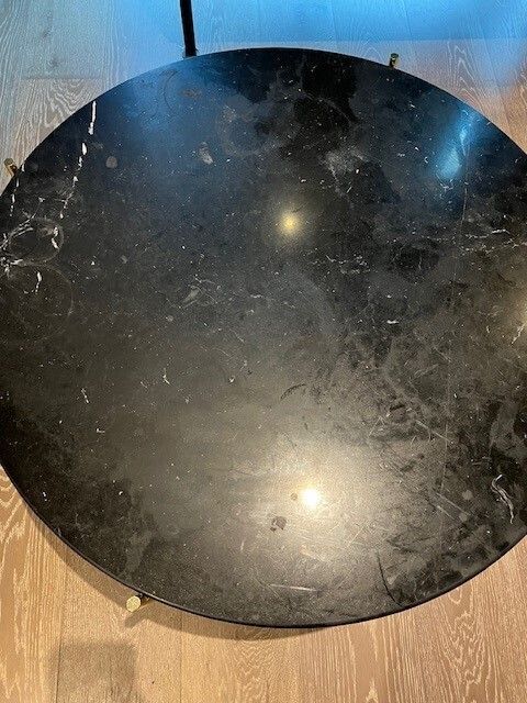 Ts Coffee Table (80 Diam X H.35cm) – Black Marble And Brass Base, Retails £1,499 photo Furniture