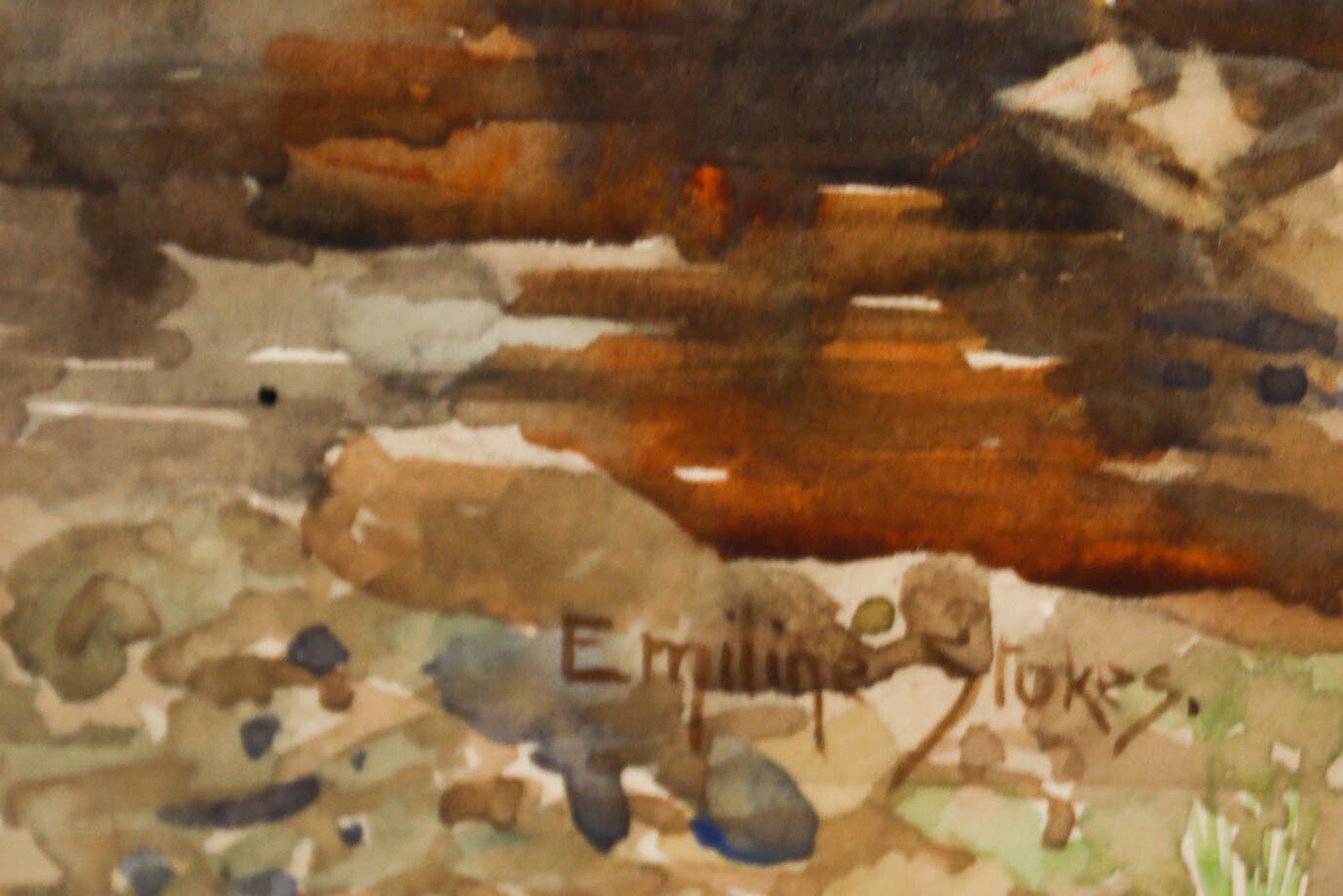 Emiline Stokes (1884 1969) Early 20th Century Watercolour, By The Waterfall photo vinterior