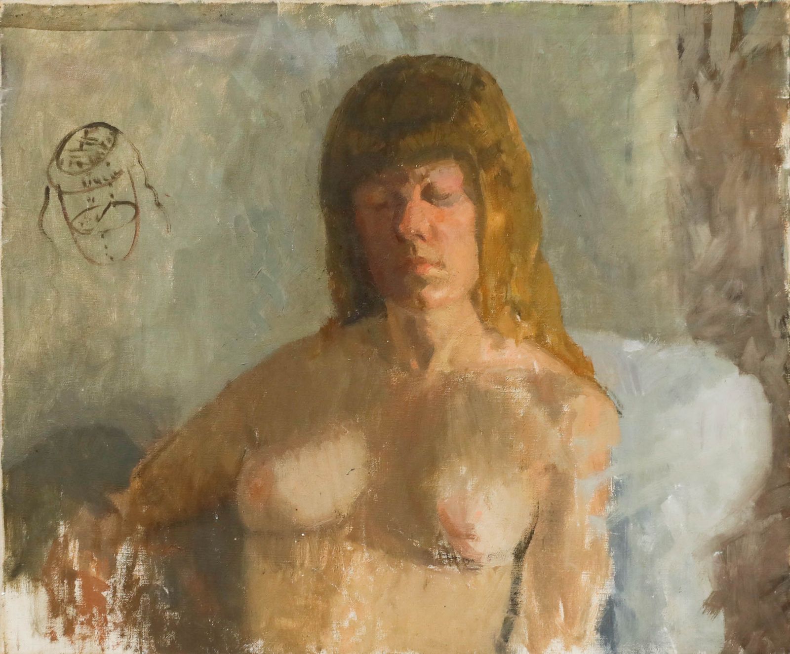 Jane Dowling (1925 2023) 20th Century Oil, Restful Nude