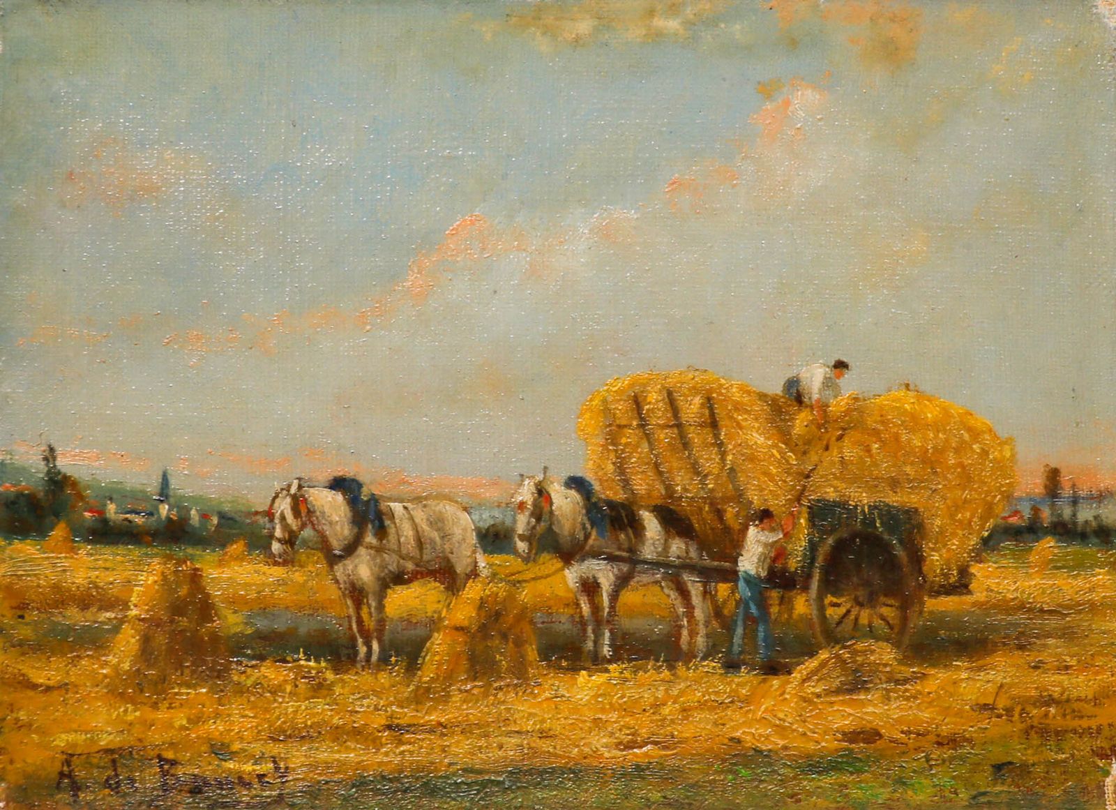 Philippe Albin De Buncey (1905 1978) Framed Mid 20th Century Oil, Haymaking