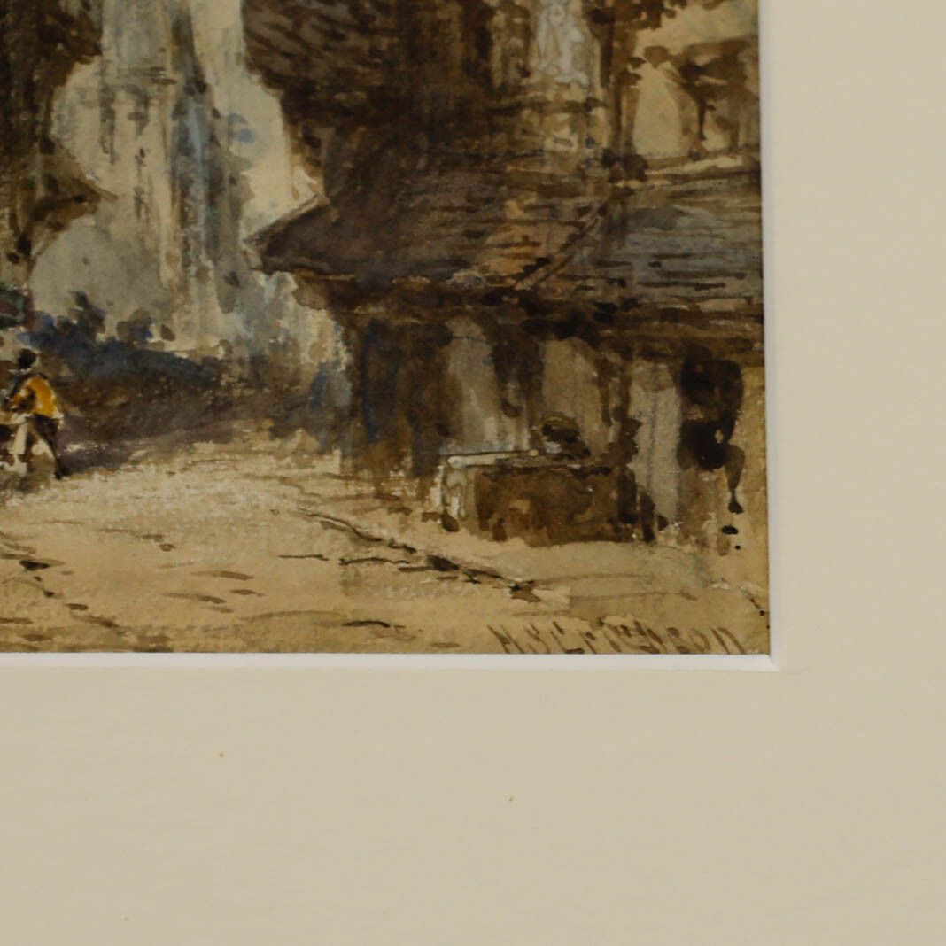 Follower Of Samuel Prout Framed 19th Century Watercolour, A Street In Augsburg photo vinterior