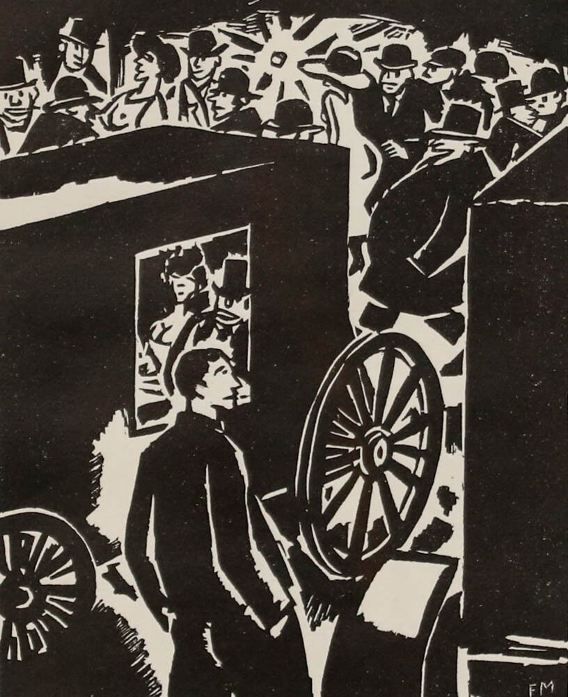 Frans Masereel (1889 1972) Framed Woodcut, Man's Passion No.11 photo furniture