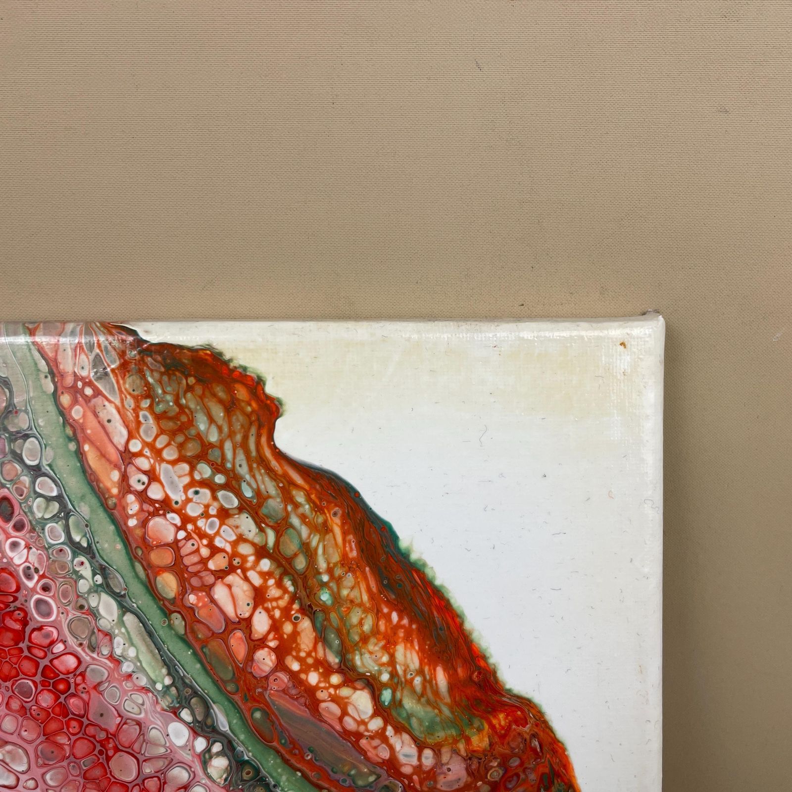 Vintage Marbled Painting Picture Original Artwork On Canvas Marble Pattern Wood Frame Painted Art Rectangle 31x22.7cm Wall Hanging Marbling photo 59.0