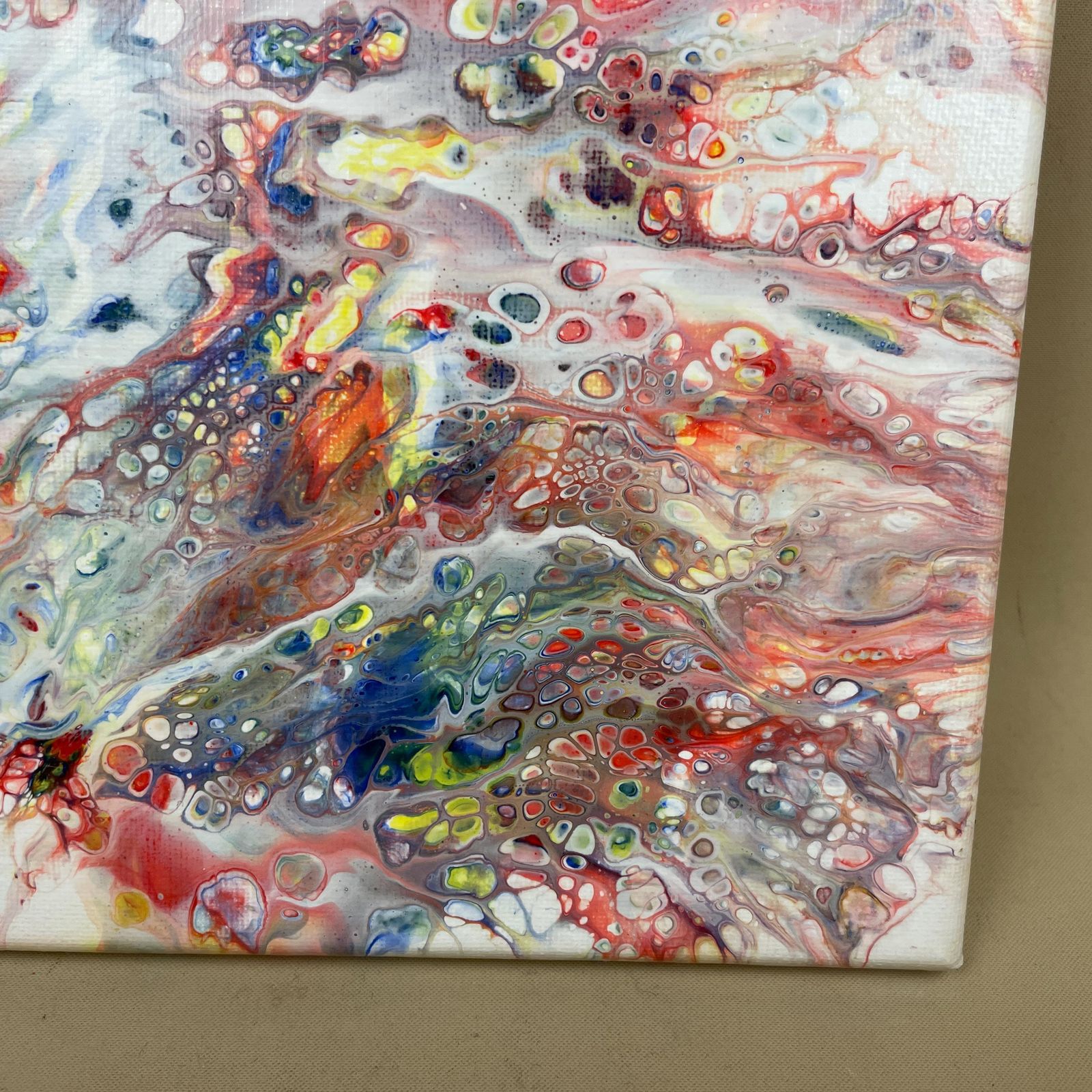 Vintage Marbled Painting Picture Original Artwork On Canvas Marble Pattern Wood Frame Painted Art Rectangle 31x22.7cm Wall Hanging Marbling photo vinterior